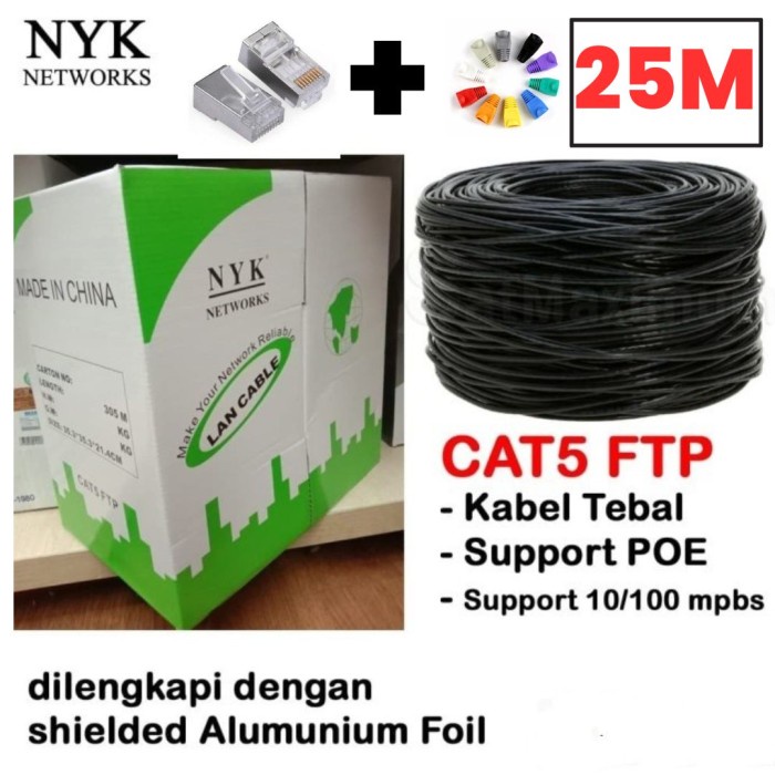 NYK Kabel Lan FTP Cat5E NYK Outdoor METERAN 25 METER