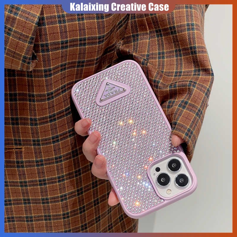 IPHONE Casing Prada Berlian Imitasi Fashion Mewah Untuk Iphone14 Pro Max14Plus12 13 Pro Max Casing Ponsel Mengkilap
