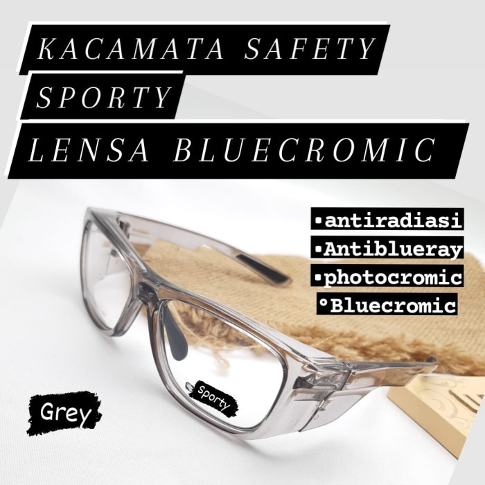 kacamata safety/kacamata sporty/kacamata pria/minus/silinder/plus - frame saja