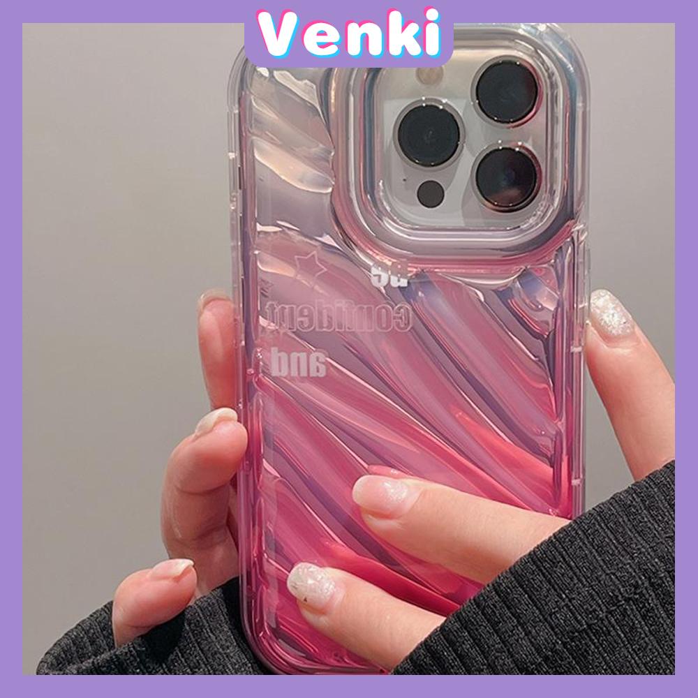 VENKI - For iPhone 11 iPhone Case Laser Reflective Transparent Phone Case TPU Soft Shockproof Airbag Case Protection Gradient Pink English Compatible with iPhone 14 13 Pro max 12