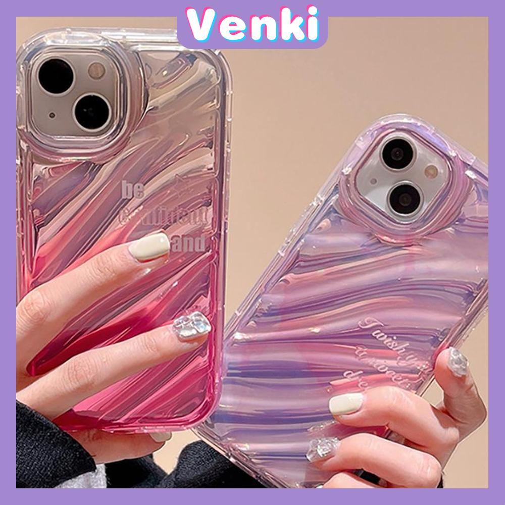 VENKI - For iPhone 11 iPhone Case Laser Reflective Transparent Phone Case TPU Soft Shockproof Airbag Case Protection Pink English Compatible with iPhone 14 13 Pro max 12 Pro Max