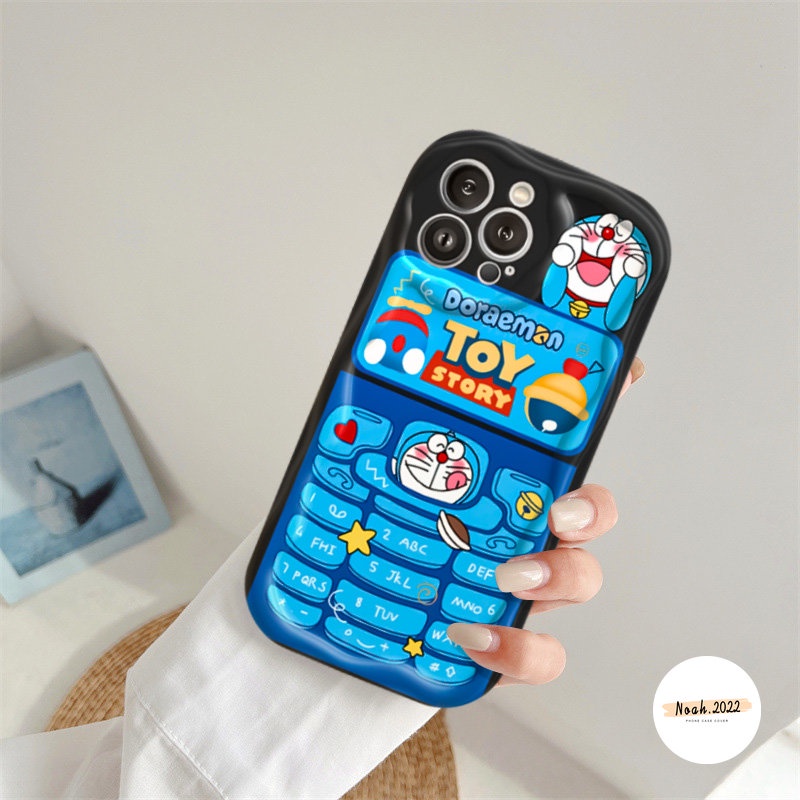 Cute Doraemon Losto Case OPPO A57 A16K A95 A17 A15 A12 A17K A76 A16 A5s A53 A55 A77 A52 A7 A77s A96 A1K A16s A3s A15s A54 A74 A12E A5 A9 A31 3D Wavy Curved Edge Glossy Couple Case