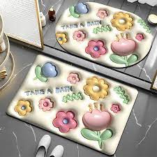 BOP KESET KAKI 3D DIATOMITE PERSEGI MOTIF GAMBAR 3 DIMENSI ALAS LAP KAKI KAMAR MANDI DAPUR ANTI BAU DOORMAT ANTI SLIP KARPET ALAS LANTAI WC