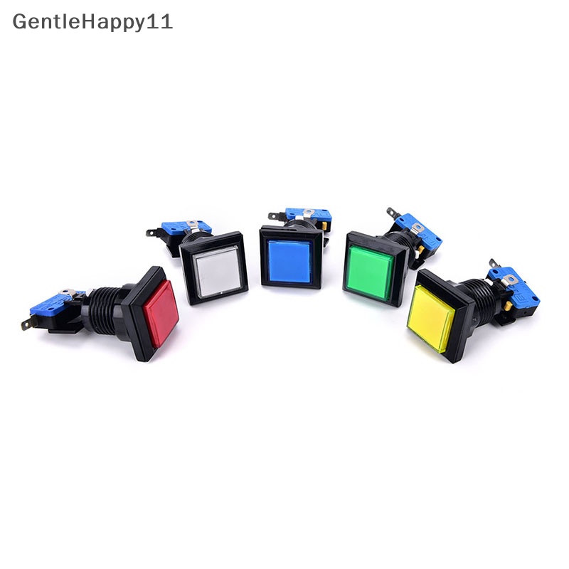 Gentlehappy 33mm square game machine push button arcade LED Menyala Tombol Tekan id