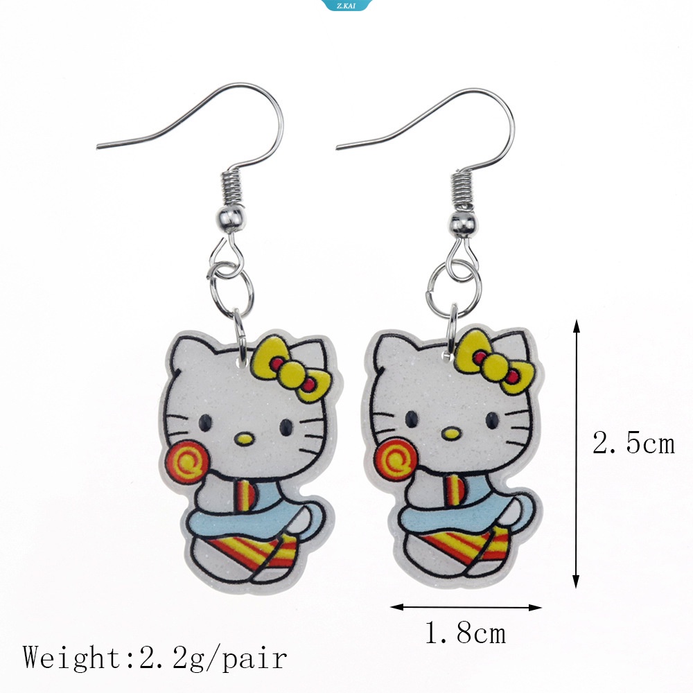 Hewan Kartun Lucu Gaya Kartun Acrylic Drop Epoxy Earrings Hewan Yang Indah Piggy HelloKitty Perhiasan Anting Resin [ZK]