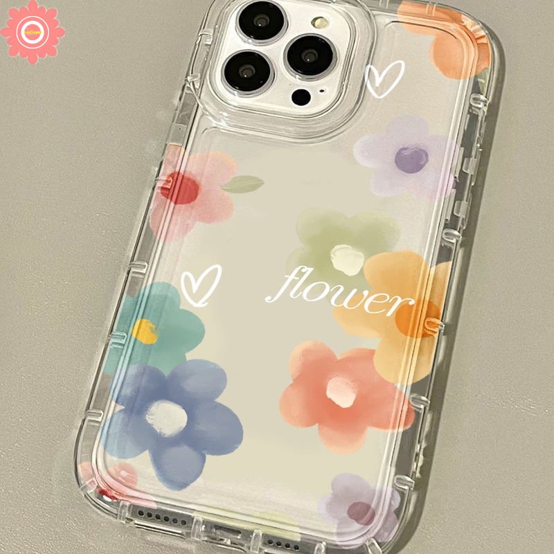 Flowers Casing Ponsel Untuk Redmi 12C 10C 10A A1 9T 9 10 9A 9C NFC Redmi Note10 9 11 8 10 Pro Max 10s 11s POCO F4 Bunga Cinta Hati Airbag Shockproof Soft Case