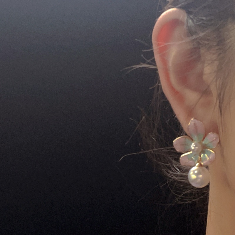 Korea Retro Pink Biru Anting Mutiara Ear Studs Perhiasan Fashion Untuk Wanita Perempuan