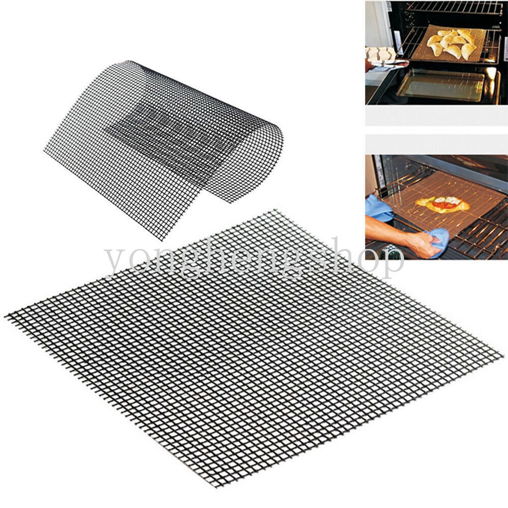 Non-stick Barbekyu Mesh Mat Reusable Tahan Panas BBQ Baking Net Pad Liner Outdoor Camping Memanggang Tikar Aksesoris Dapur