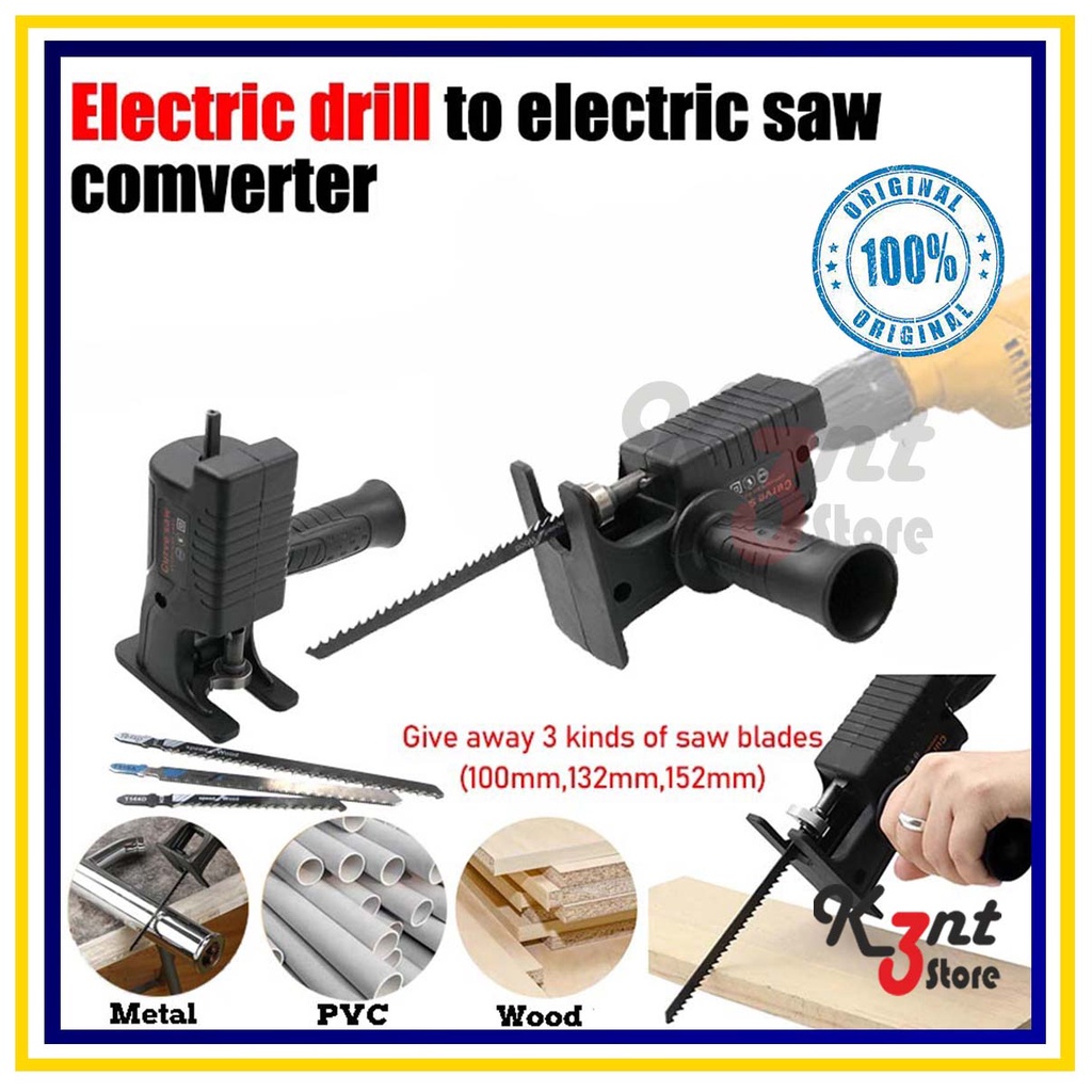 Adaptor Bor Listrik Reciprocating Jigsaw Konektor Electric Drill Jigsaw Konversi Bor Ke Gergaji Pemo