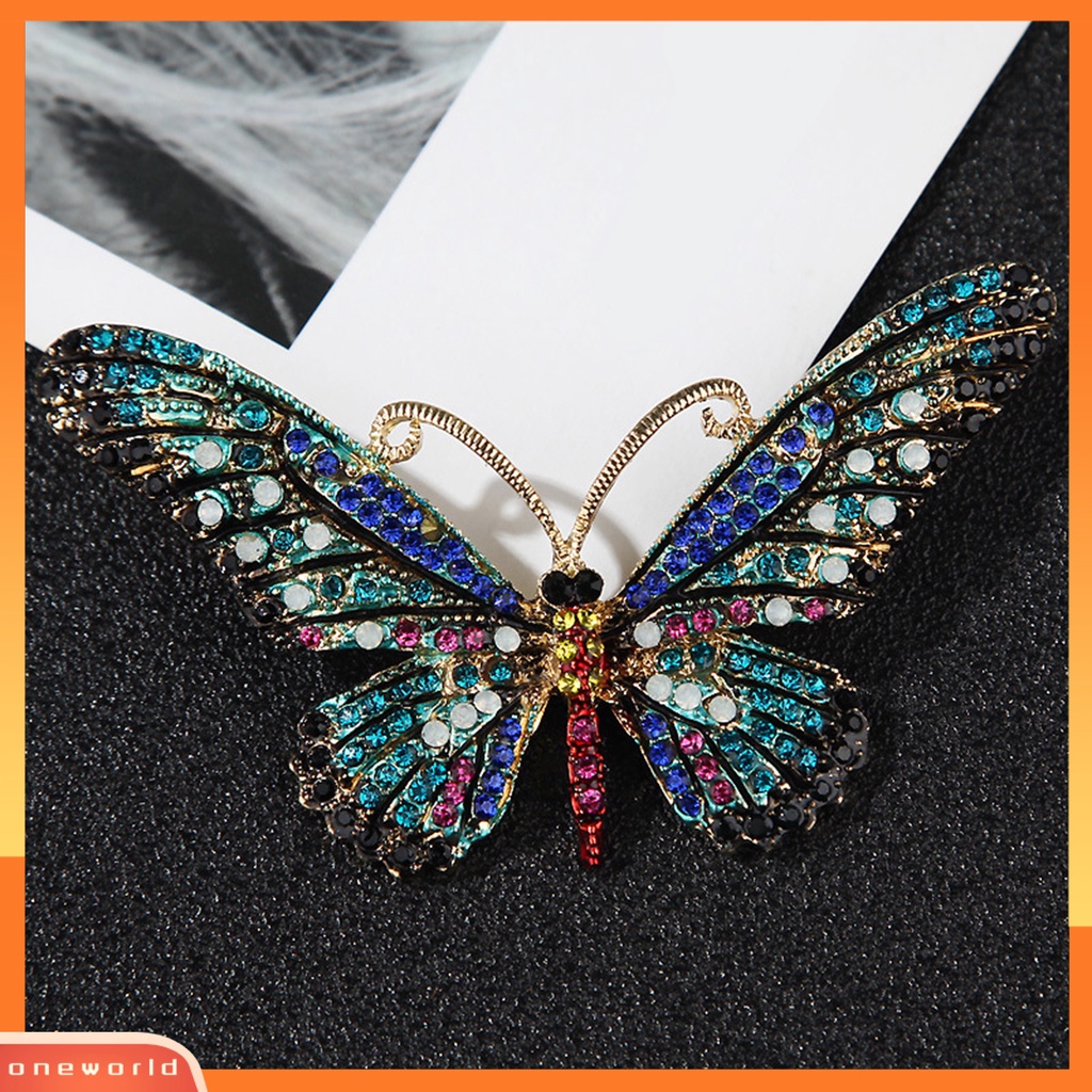 [ONE] Bros Pin Bentuk Geometris Berlian Imitasi Bertatahkan Enamel Kilau Cerah Temperamen Pakaian Yang Serasi Vintage Lady Butterfly Brooch Pin Aksesoris Pakaian