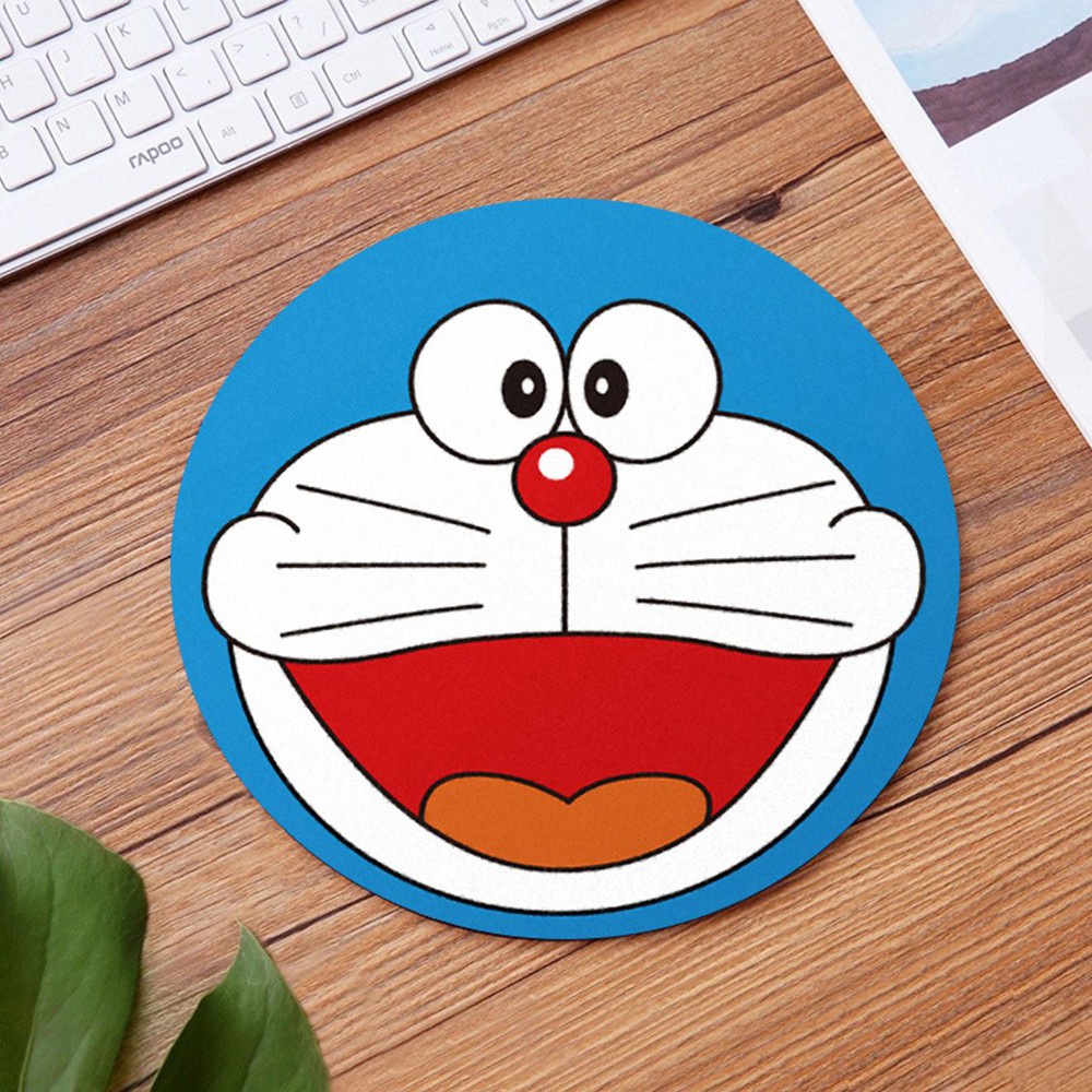 Artoon Alas Tikus Karet Bulat Motif Hewan Kantor Rumah Komputer Alas Meja Anti slip