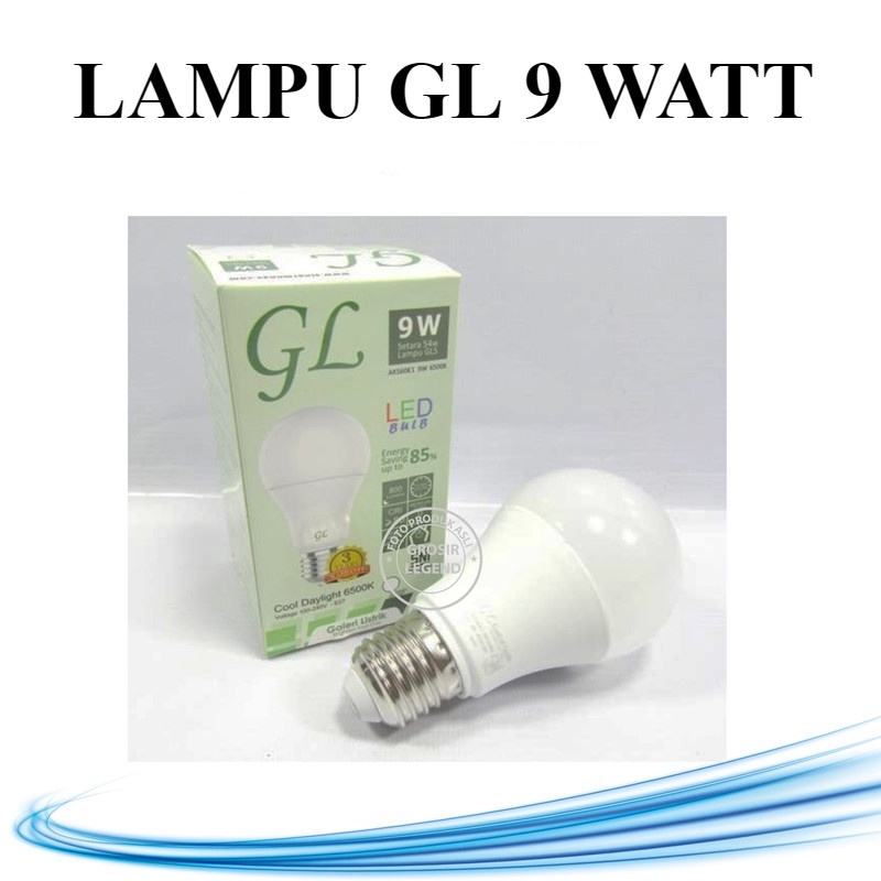 Lampu led bulb bohlam GL 9 watt cahaya putih e27