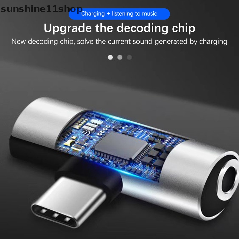 Sho 2-In-1 Charging Type-C To Type-C Male To Female Adaptor Headphone Jack 3.5mm N