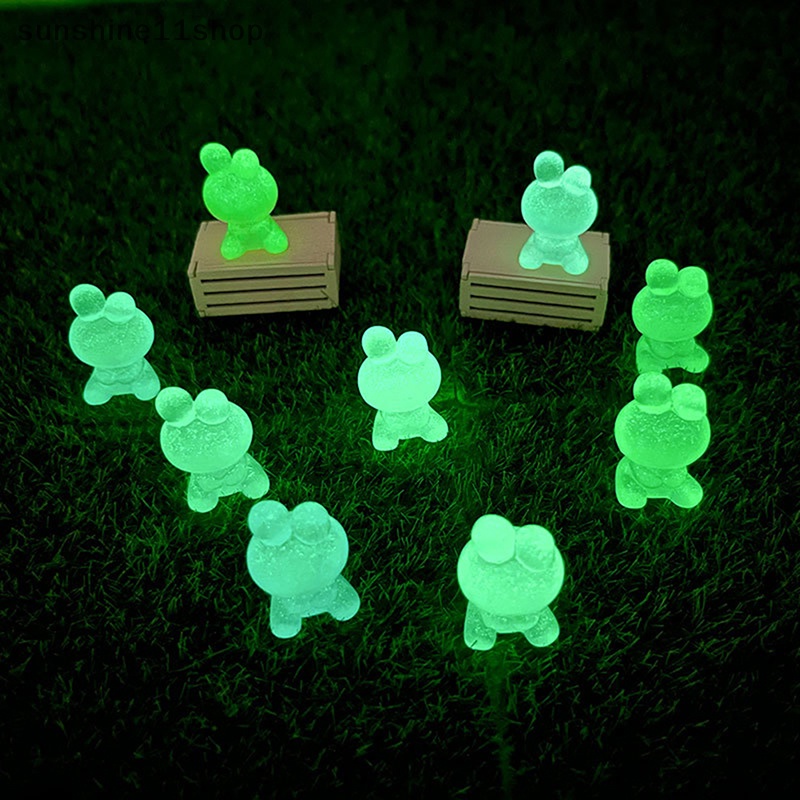 Sho 5PCS Luminous Rabbit Kartun Resin Dekorasi DIY Miniatur Hadiah Mobil Ornamen N