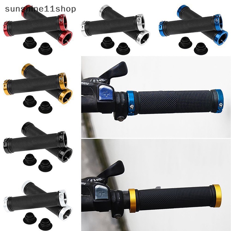 Sho PE Rubber Grips Alloy Manset Bilateral Lock Pegangan Pegangan Sepeda Anti Selip N