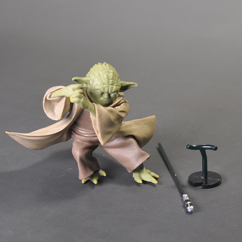 Mainan Figur Tinju Star Wars Jedi Knight Master Yoda Dengan Lightsaber Topper Kue Star Wars Yoda Ornament Collectible Toy