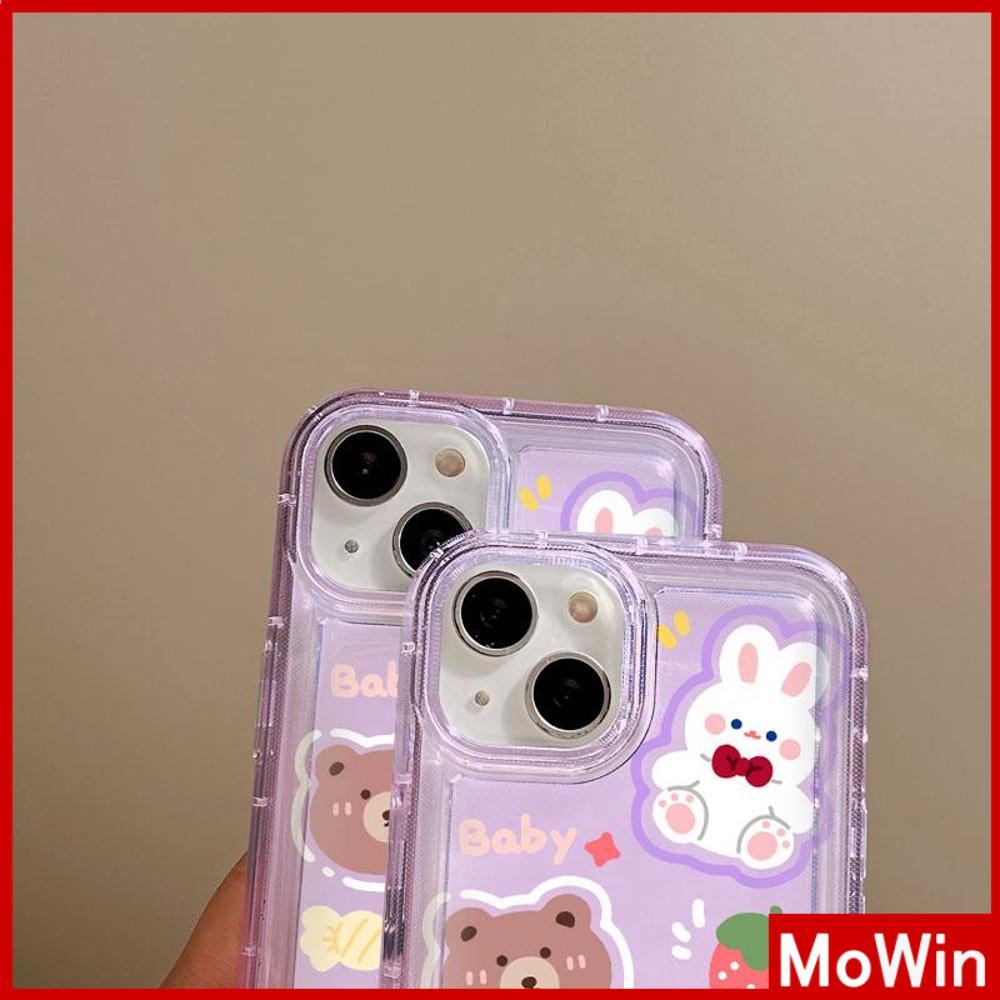 Case iPhone 14 Pro Max iPhone Case Bening Case TPU Soft Case Kantong Udara Shockproof Perlindungan Kamera Lucu Kelinci Beruang Anjing untuk iPhone 13 Pro Max iPhone 12 Pro Max 11 8Plus 7Plus 6Plus XR