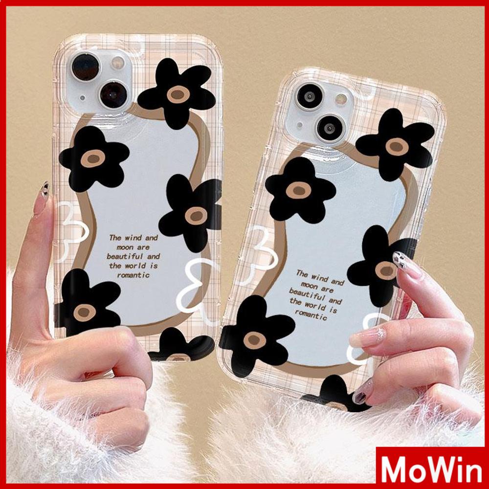 Case iPhone 14 Pro Max iPhone Case Bening Case TPU Soft Case Airbag Tahan Guncangan Kamera Minimalis Hitam Bunga untuk iPhone 13 Pro Max iPhone 12 Pro Max 11 8Plus 7Plus 6Plus XR X MAX