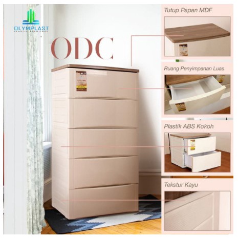 Olymplast Lemari Laci Plastik Drawer Cabinet Susun 5 Classic ODC 05 B