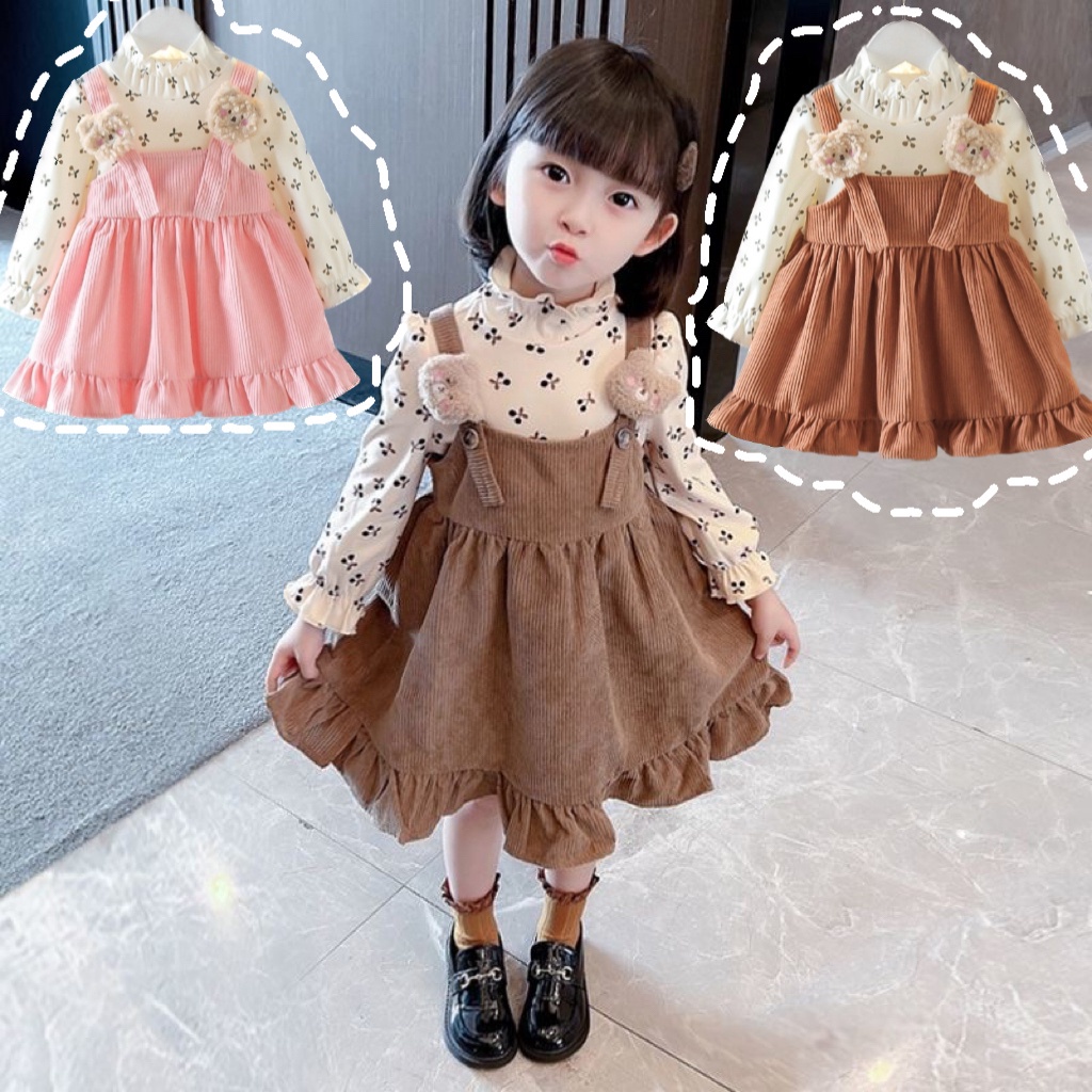 BEAR COURDORAY EBV Baju Dress Anak Perempuan Import Dress Bayi Cewek 0-6 Tahun Gaun Bayi Rok vintage