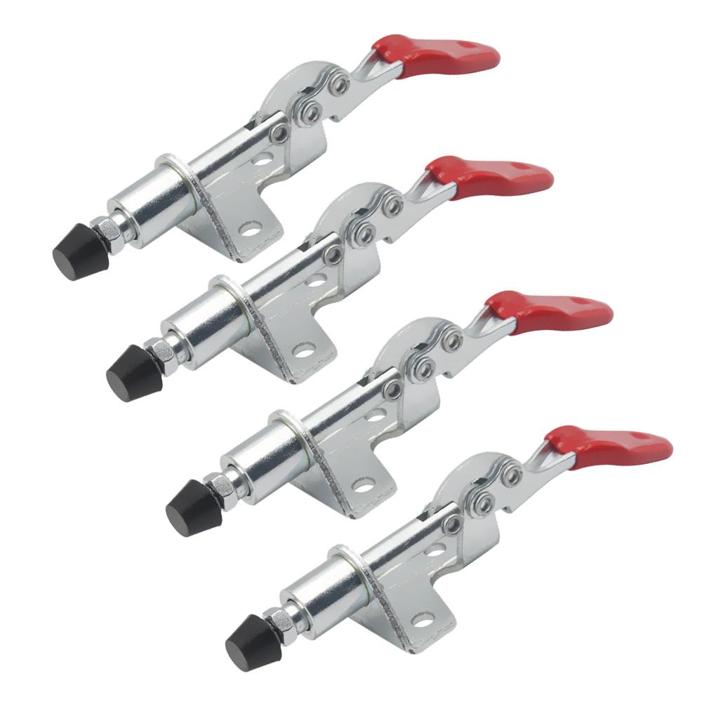 4x Klem Toggle Vertikal Set Tipe Push-pull Hand Tool Covered Handle Horizontal Clamp Untuk Perlengkapan Perkakas Klip