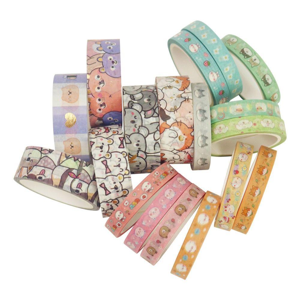 Lanfy Tape Perekat Hewan Lucu Aesthetic Siswa Scrapbooking Diary Album Tangan Akun Alat Tulis Handmade Kolase Tape