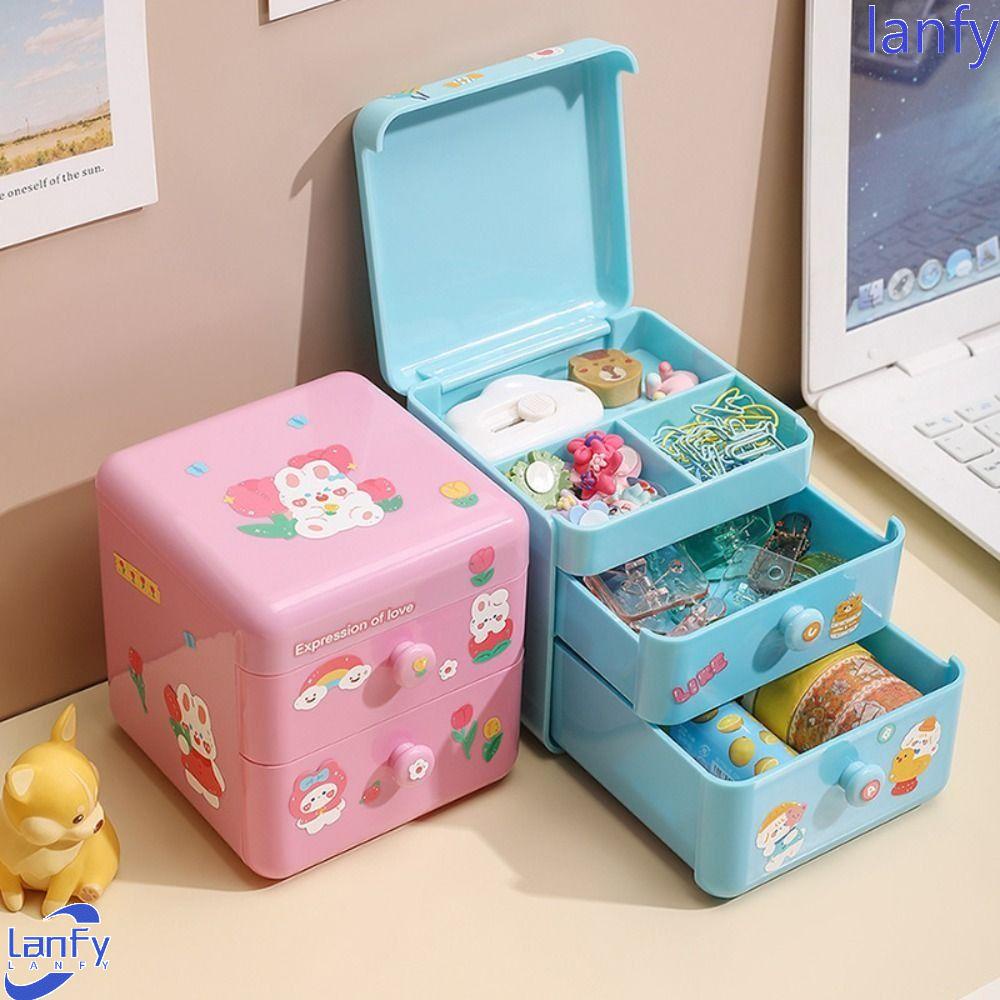 Lanfy Desktop Storage Drawer INS Style Simple Storage Cabinet Earphone Kosmetik Rumah Kantor Laci Kotak Penyimpanan