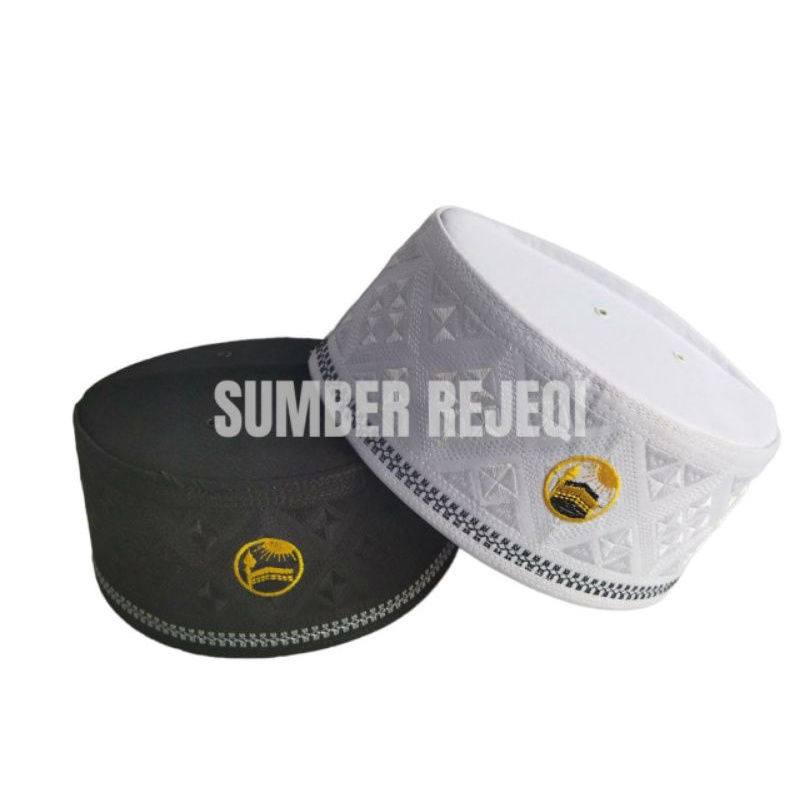 PECI ASSAGOFAH LOGO KA'BAH Peci Asagopah Ka'ba putih hitam Peci Putih Dewasa Anak Peci Hitam Dewasa 