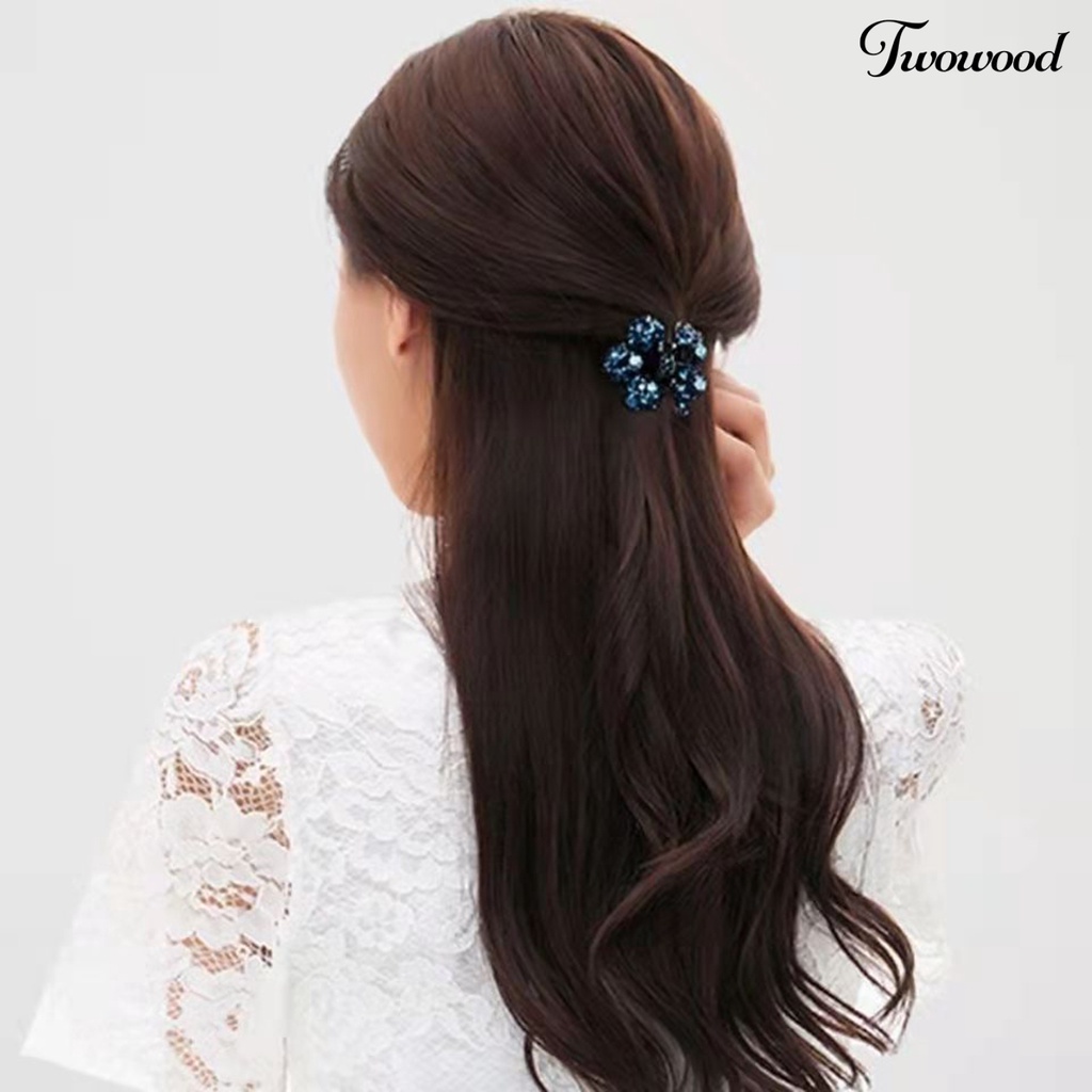 Twowood Gaya Korea Non-Slip Rambut Cakar Warna-Warni Berlian Imitasi Bunga Rambut Pin Aksesoris Rambut