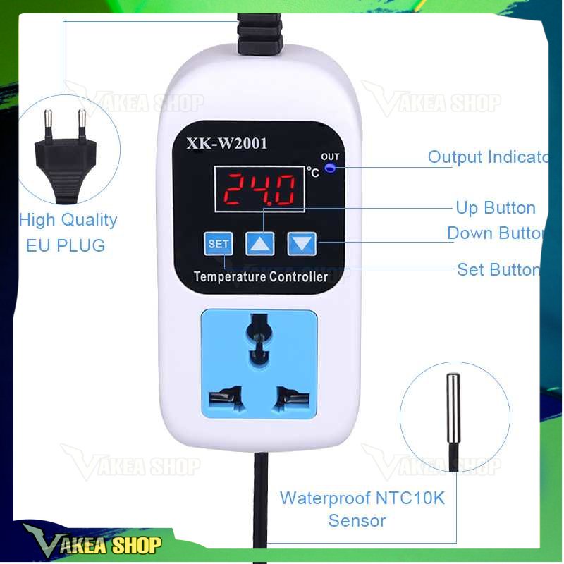 VANJING Stop Kontak Digital Thermostat Timer Switch Probe ~ XK~W2001