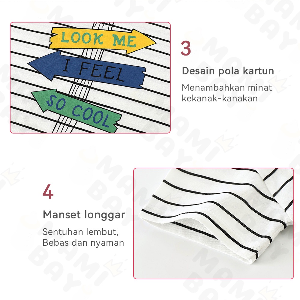 Mamibayi kaos bayi lucu baju tidur anak bayi piyama lengan pendek lembut pajamas anak import untuk 1-3tahun