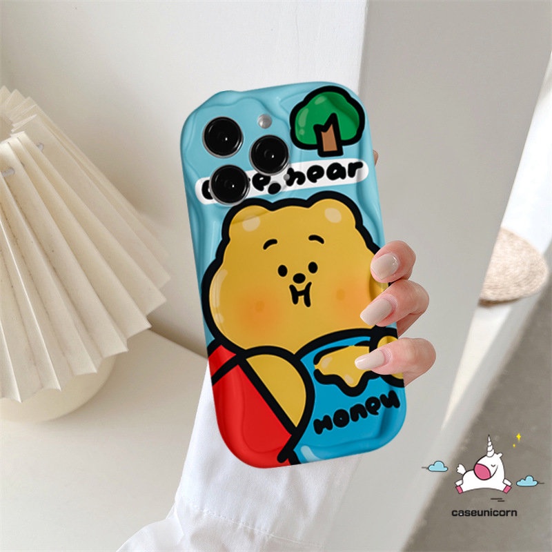 Casing Winnie The Pooh Lucu Untuk Redmi A2 10 9 A1 10C 9T 9C NFC 9A 10A Redmi Note12 8 9 11 10s 10 11s Pro Max POCO M3 3D Wavy Curved Edge Kartun Strawberry Bear Manyo Tpu Lembut Sarung