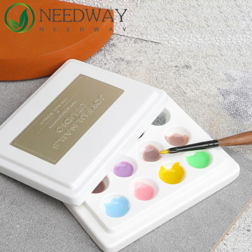 Needway   Palet Kutek Ala Jepang Dengan Tutup Dust-proof Reuseable Manicure Decoration Tools