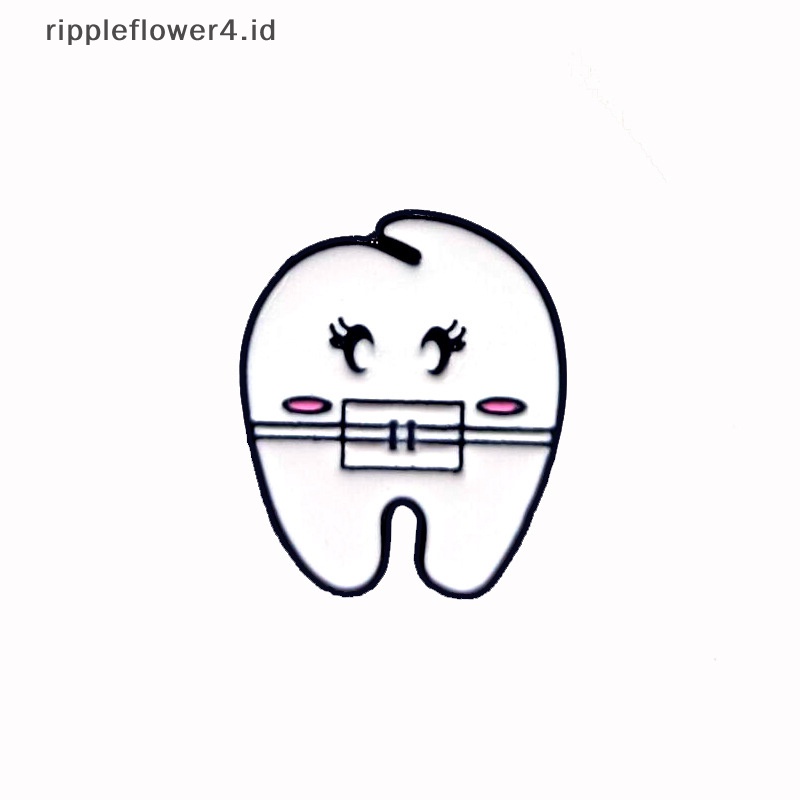 {rippleflower4.id} Pin Enamel Gigi Kartun Kreatif Gigi Sehat Topi Natal Bros Lencana Hadiah Perhiasan Pesta Natal Untuk Anak-Anak~
