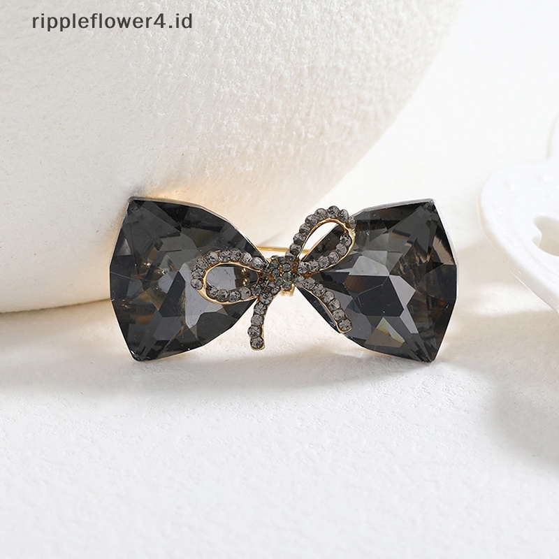 {rippleflower4.id} Bros Busur Kristal Untuk Wanita Fashion Perhiasan Berlian Imitasi Gadis Mutiara Pesta Kantor Bros Pin Hadiah~