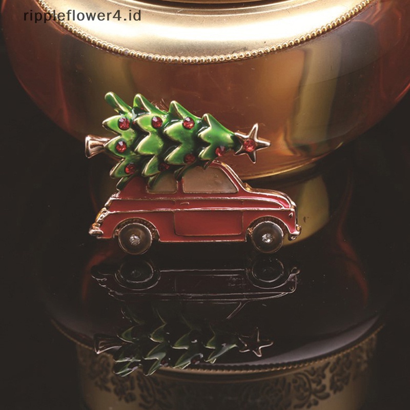 {rippleflower4.id} Enamel Mobil Pohon Natal Bros Pin Wanita Fashion Perhiasan Hadiah Bros Trendi~