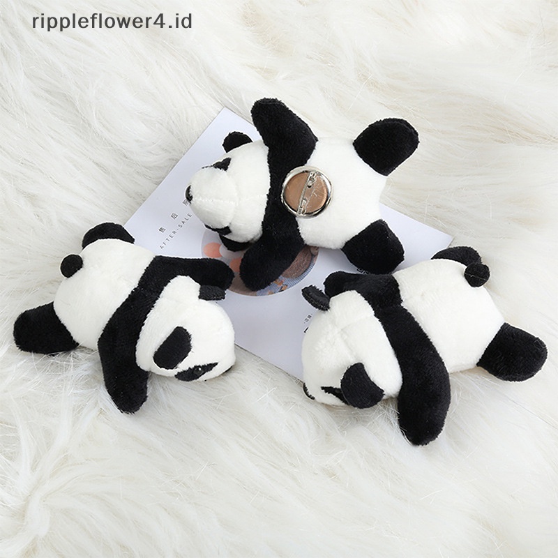 {rippleflower4.id} Panda Bros Boneka Beruang Hewan Kartun Pin Berbulu Mewah Lucu Brooch Pin~