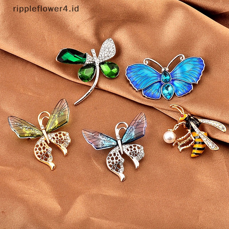 {rippleflower4.id} Fashion Serangga Kupu-Kupu Bros Wanita Pakaian Pesta Pernikahan Perhiasan Aksesoris Kerah Pin Hadiah~