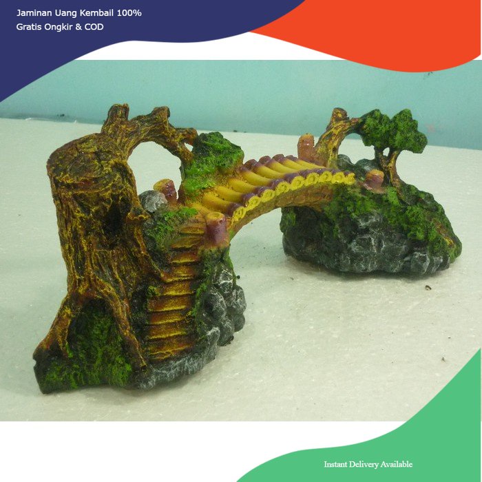 dekorasi aquarium jembatan korea, hiasan aquarium jembatan korea, hiasan aquarium fiber jembatan, hi