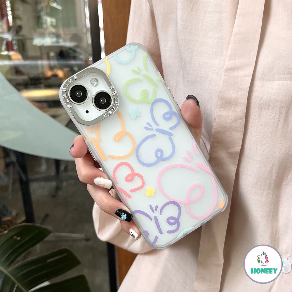 IPHONE Fashion Garis Warna-Warni Kupu-Kupu Case Untuk Iphone14 13 Pro Max11 12 Pro Max XS XR 7 8plus Dilapisi Lensa Shockproof Handphone Cover