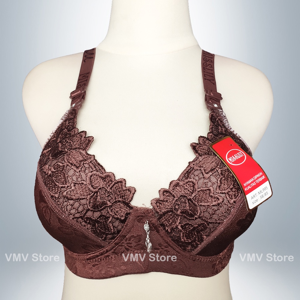 Bh Cup B Besar Misslily Brand ML 995 Tanpa Kawat Kait 3 Bra Dalaman Wanita Embossed Bordir Miss Lily