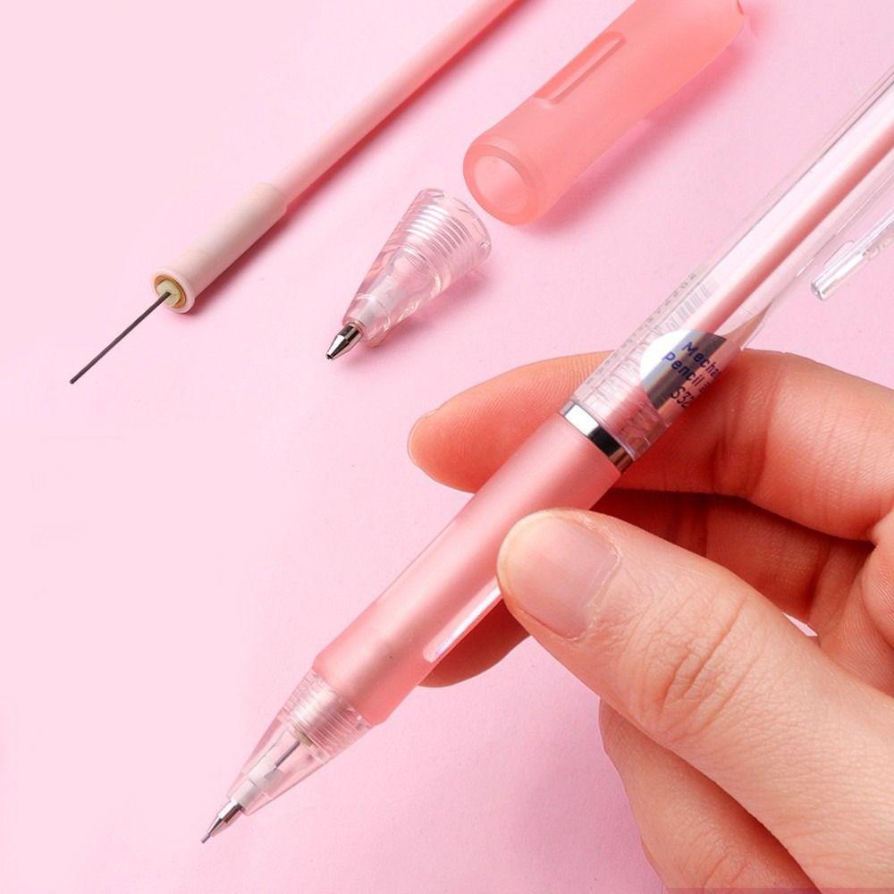 Mxbeauty Pensil Mekanik 2pcs Tulisan 0.5 /0.7mm Perlengkapan Seni Dengan Alat Tulis Eraser Pensil Otomatis