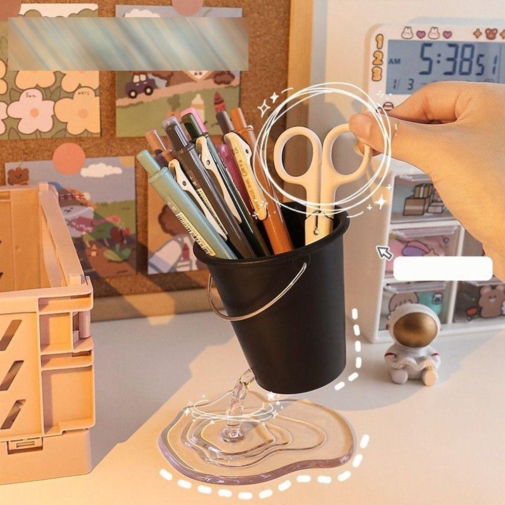 Mxbeauty Bucket Floating Pen Holder Plastik Siswa Desktop Ornamen Sekolah Kantor Keranjang Kertas Limbah Kosmetik Kotak Penyimpanan