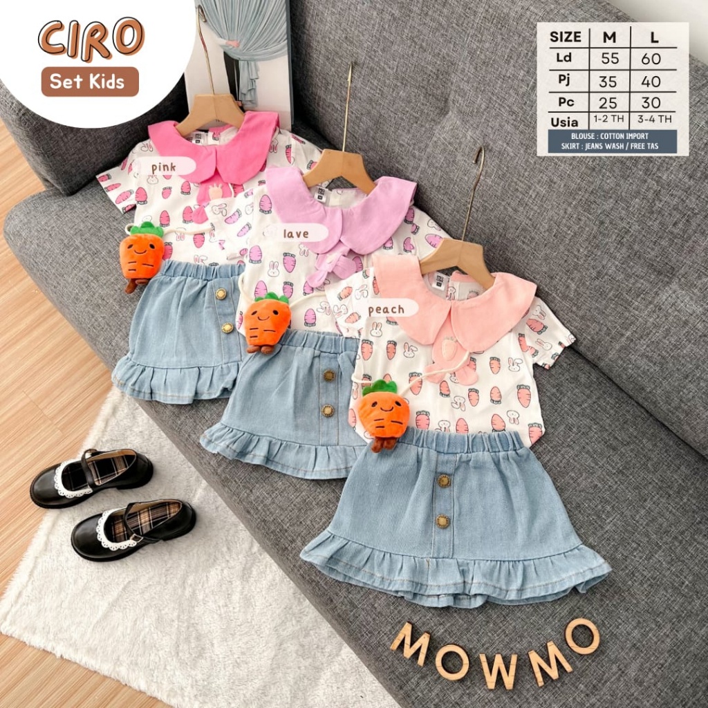 CIRO SET ORI MOWMO KIDS | (S,1-2TH/M,3-4TH) Setelan Anak Perempuan