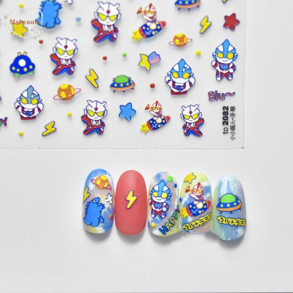Mxbeauty Kartun Stiker Kuku Wanita Beruang Kelinci Manikur Aksesoris Stitch Nail Art Dekorasi
