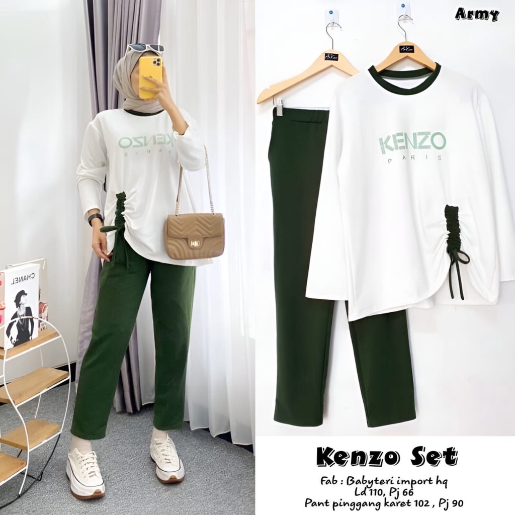 GAMIS STORE | Kenzo Set Setelan Wanita Muslim 2in1 Matt Babyterry Polos Basic OOTD Casual Daily Premium