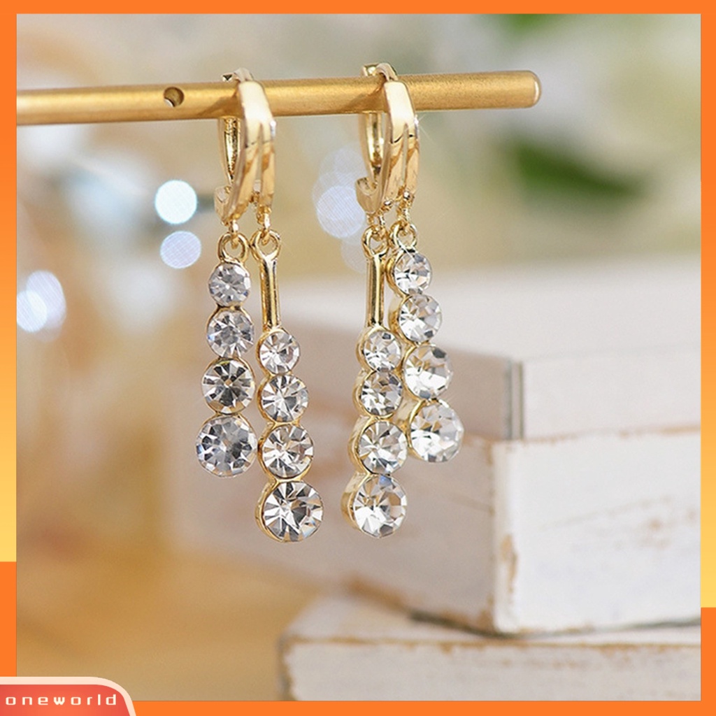 [WOD] 1pasang Wanita Drop Earrings Fashion Geometris Pengerjaan Halus Desain Mewah Ringan Alloy Berlian Imitasi Tidak Alergi Earrings Untuk Prom