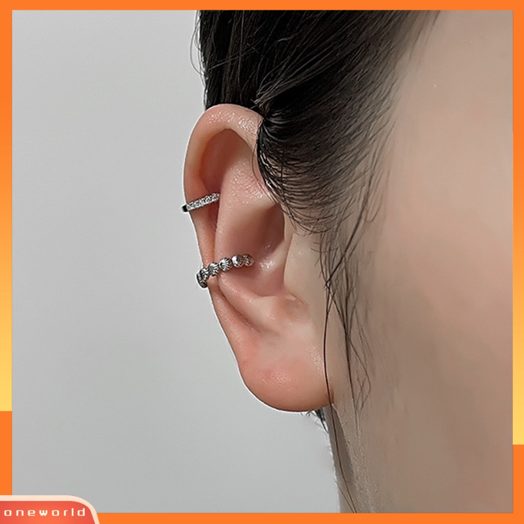 [WOD] 1pc Klip Telinga Non-Piercing Shiny Hias Menarik All-match Perhiasan Hadiah Lingkaran Wanita Fashion Kerang Telinga Manset Anting-Anting Untuk Pacaran