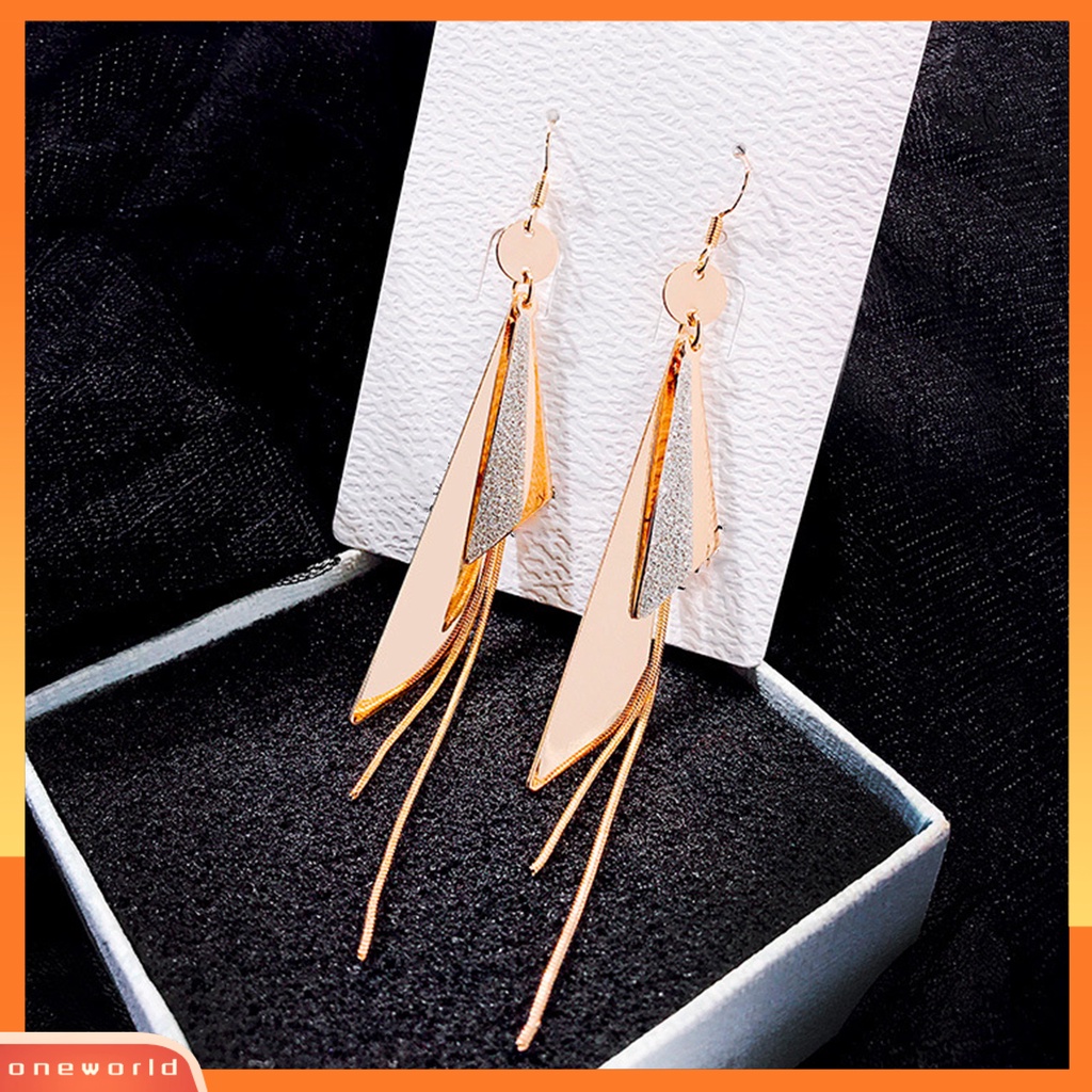 [WOD] 1pasang Anting Menjuntai Geometris Rumbai Panjang Anti Alergi Lady Drop Earrings Untuk Hadiah