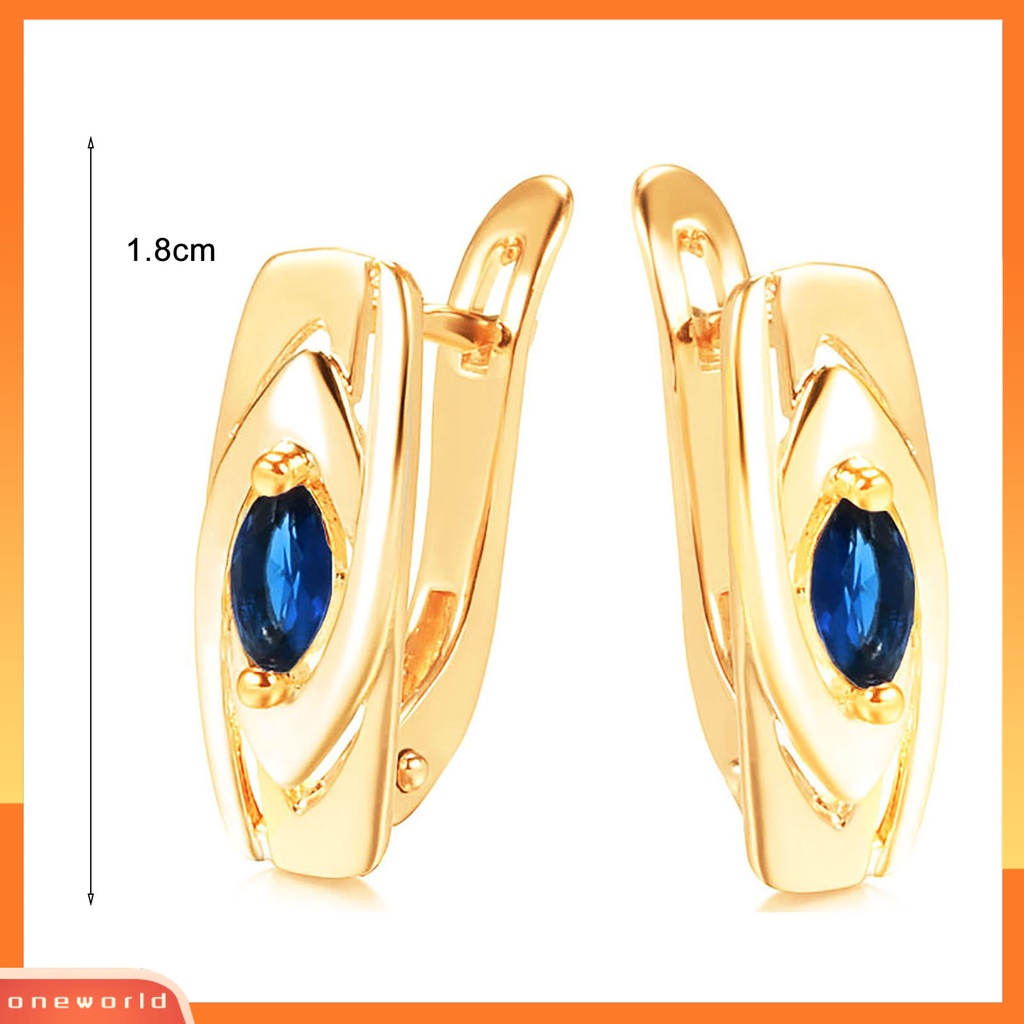 [WOD] 1pasang Anting Hoop Wanita Zirkonia Kubik Biru Nyaman Dipakai Perhiasan Anting Gesper Telinga Elegan Untuk Pergi Jalan